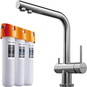 Смеситель для кухни Omoikiri Nagano + Pure Drop Lite с фильтром Сталь 4011.8028