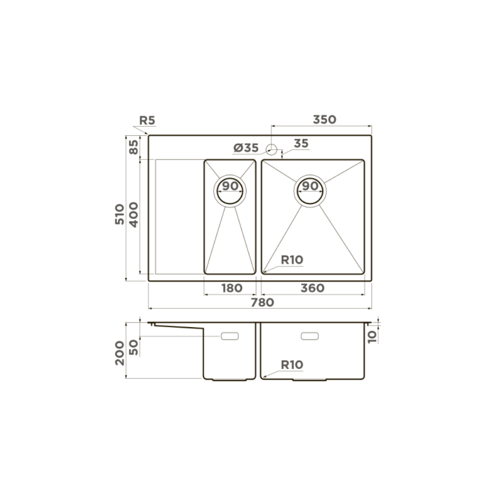 Мойка кухонная Omoikiri Akisame 78 правая Вороненая сталь 4973102 — изображение 4