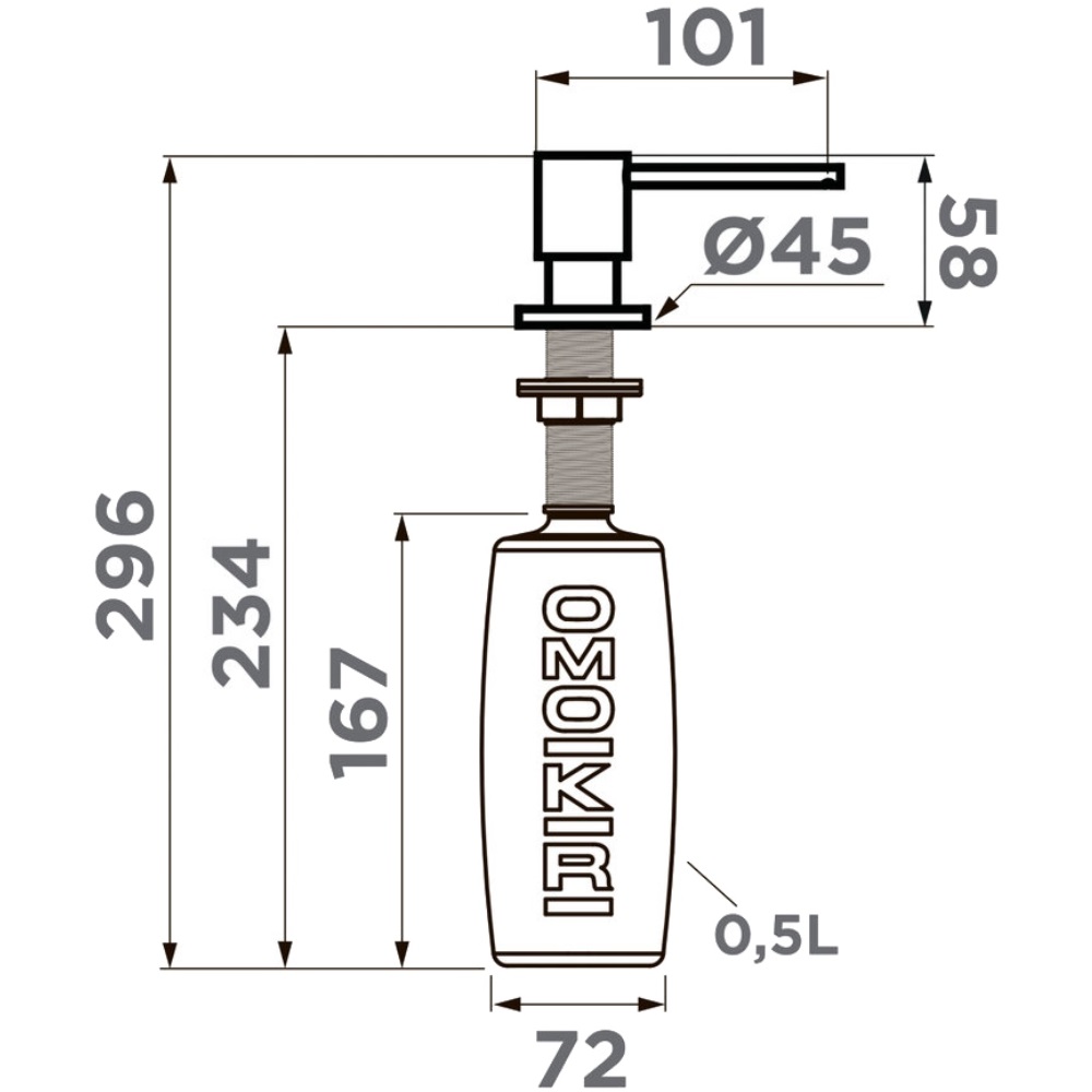 Дозатор встраиваемый Omoikiri OM-03 Черный матовый 4995045 — изображение 3