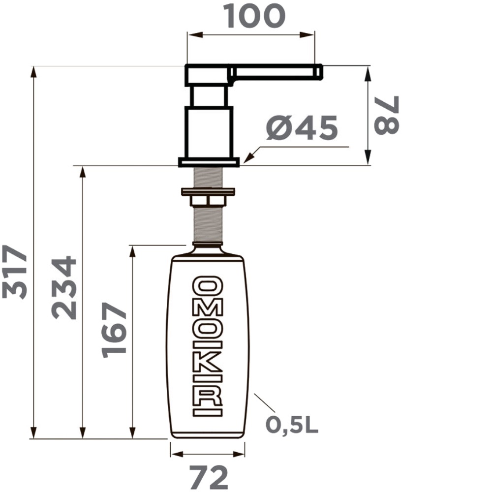Дозатор встраиваемый Omoikiri OM-04 Вороненая сталь 4995051 — изображение 3