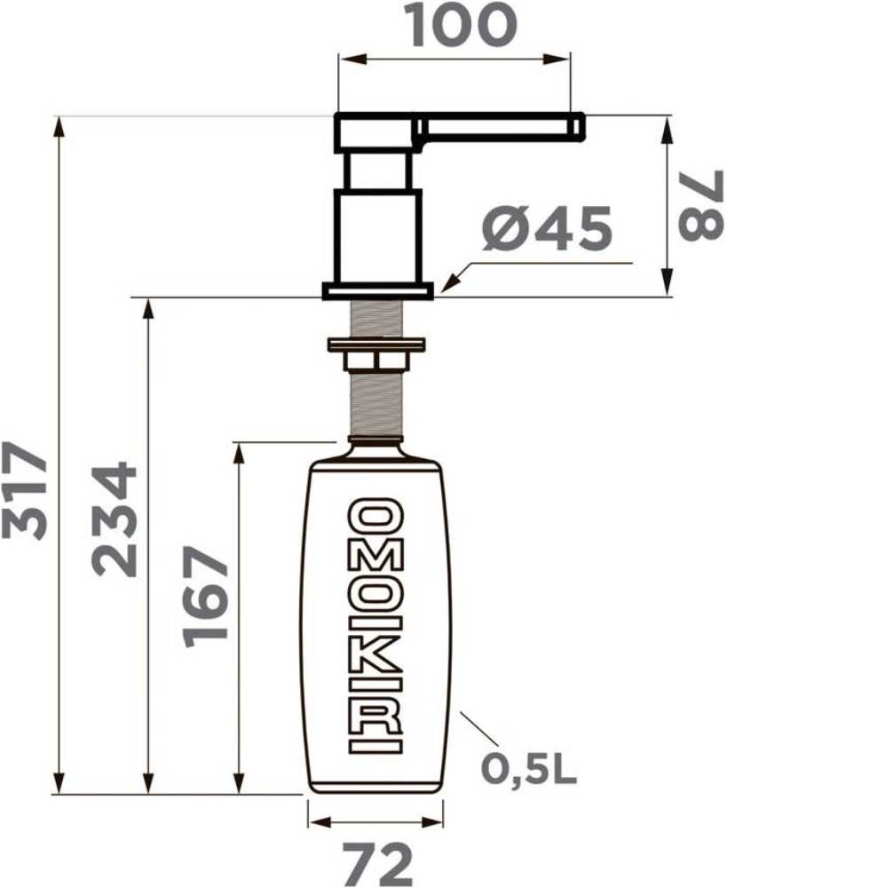 Дозатор встраиваемый Omoikiri OM-05 Сталь 4995076 — изображение 2